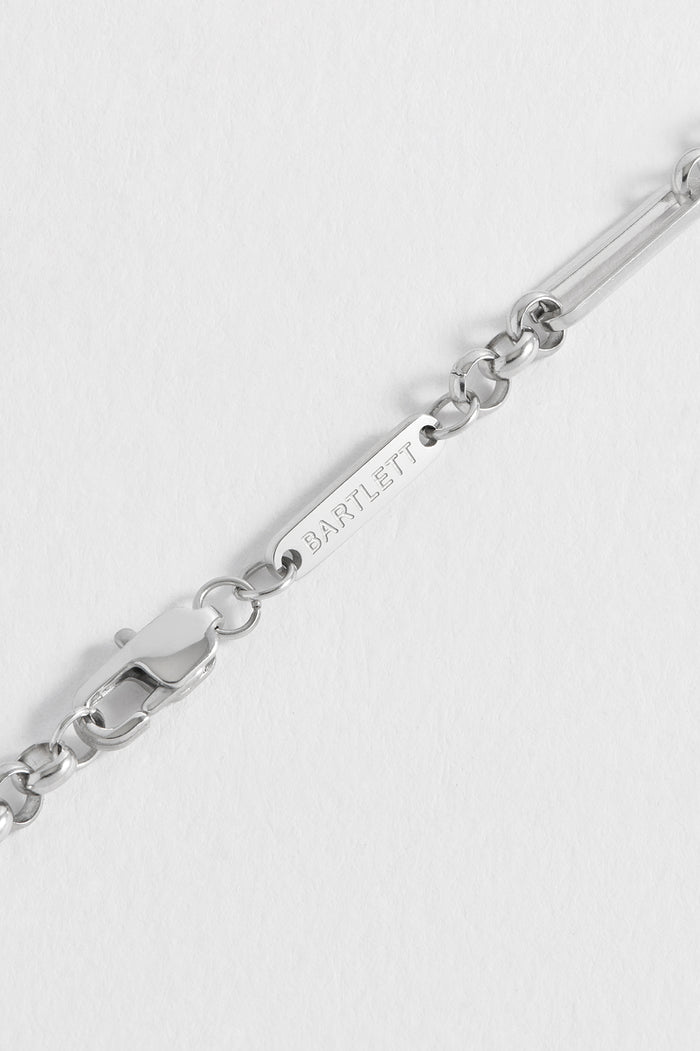 Estella Bartlett Men's Paperclip Mixed Link Bracelet Waterproof PVD Rhodium Plated
