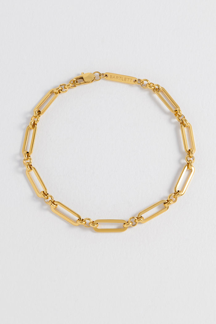 estella bartlett Men's Paperclip Mixed Link Bracelet Waterproof PVD Gold Plated