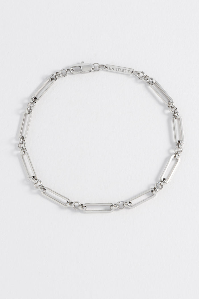 estella bartlett Men's Paperclip Mixed Link Bracelet Waterproof PVD Rhodium Plated