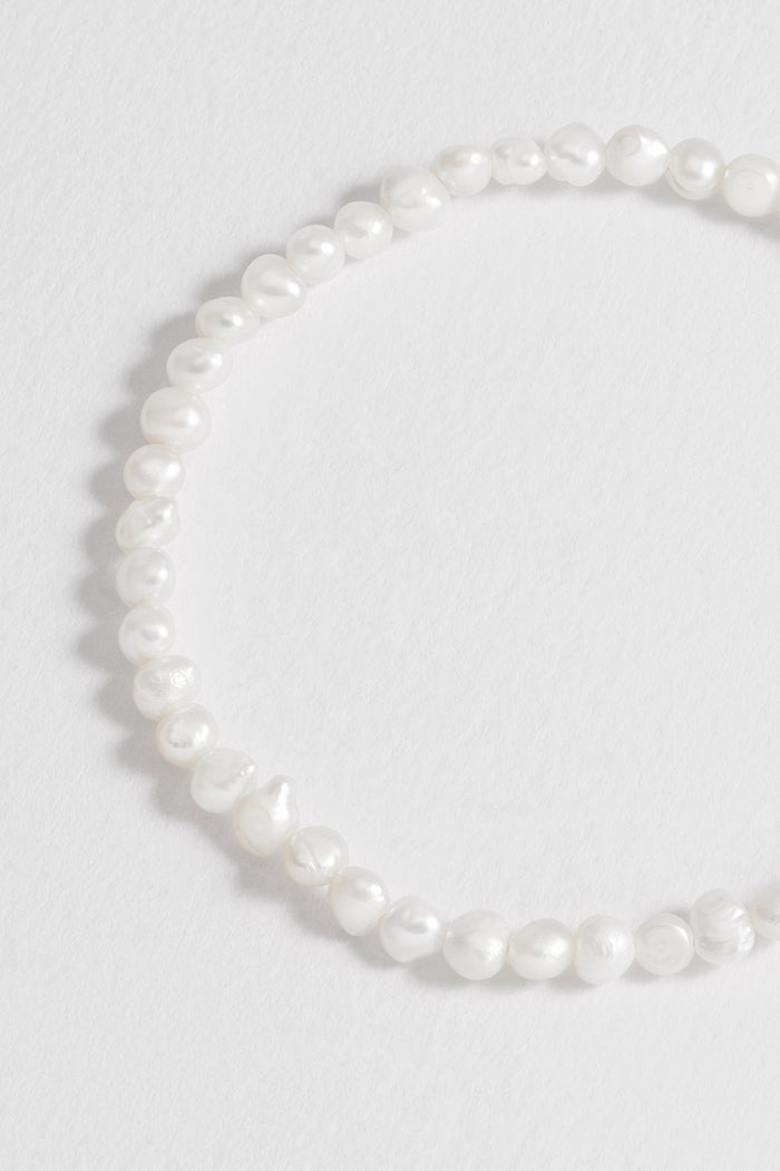 Estella Bartlett Men's Pearl Bracelet Waterproof PVD Rhodium Plated | Pearl