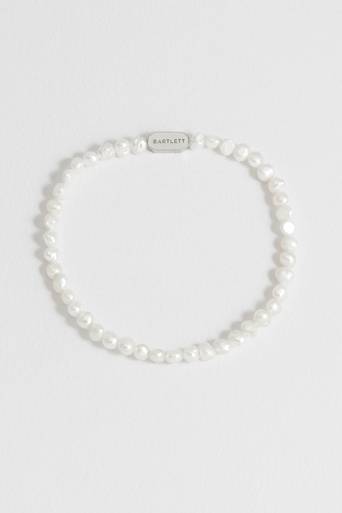 estella bartlett Men's Pearl Bracelet Waterproof PVD Rhodium Plated | Pearl