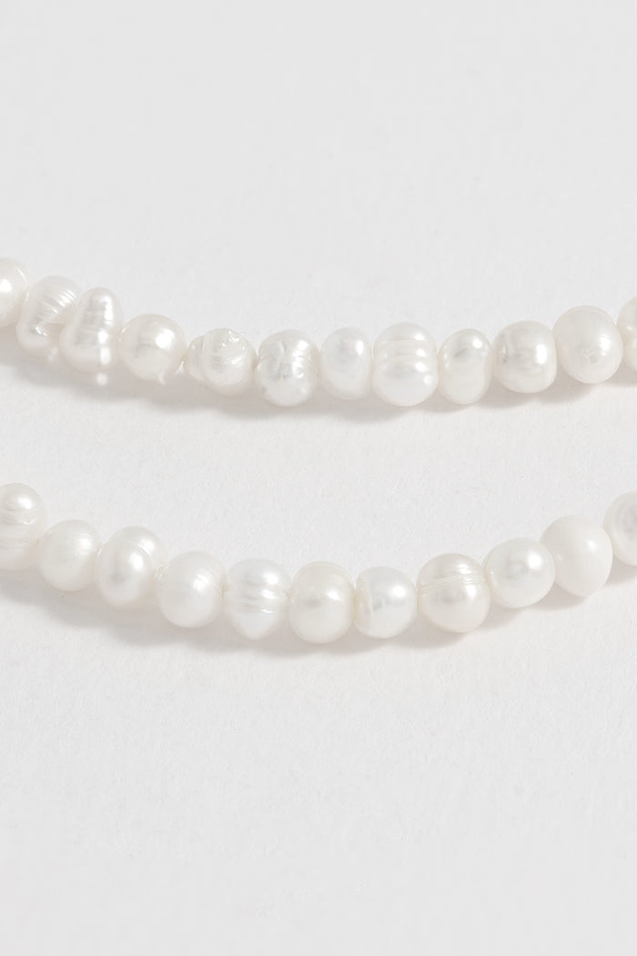 Estella Bartlett Men's Pearl Necklace Waterproof PVD Rhodium Plated | Pearl