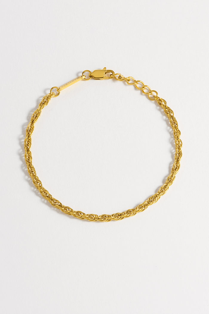 estella bartlett Men's Rope Chain Bracelet Waterproof PVD Gold Plated