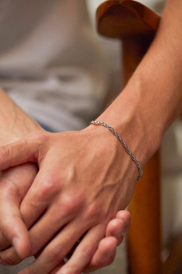 Estella Bartlett Men's Rope Chain Bracelet Waterproof PVD Rhodium Plated