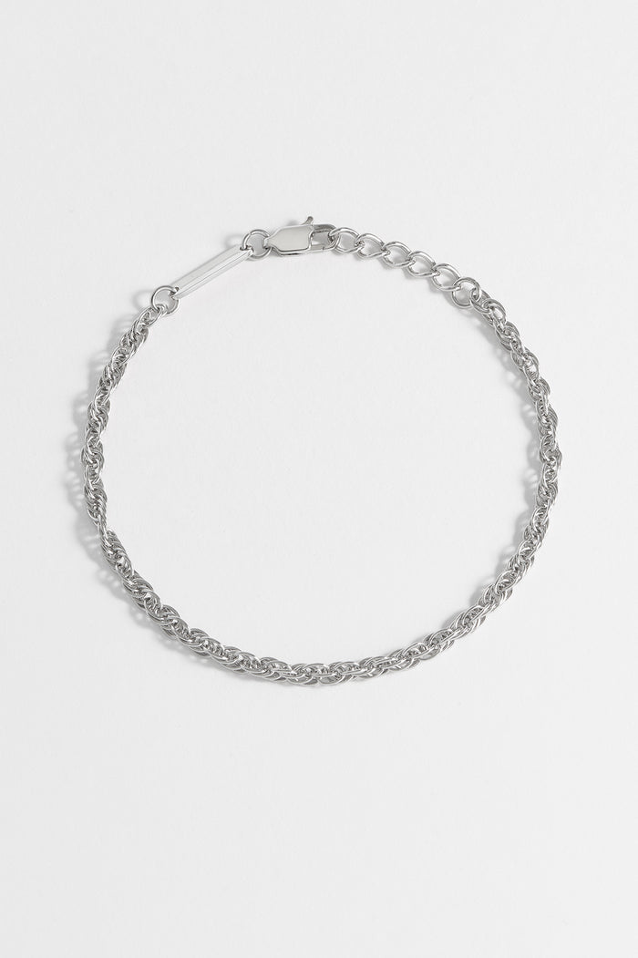 estella bartlett Men's Rope Chain Bracelet Waterproof PVD Rhodium Plated