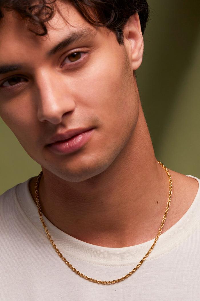 Estella Bartlett Men's Rope Chain Necklace Waterproof PVD Gold Plated