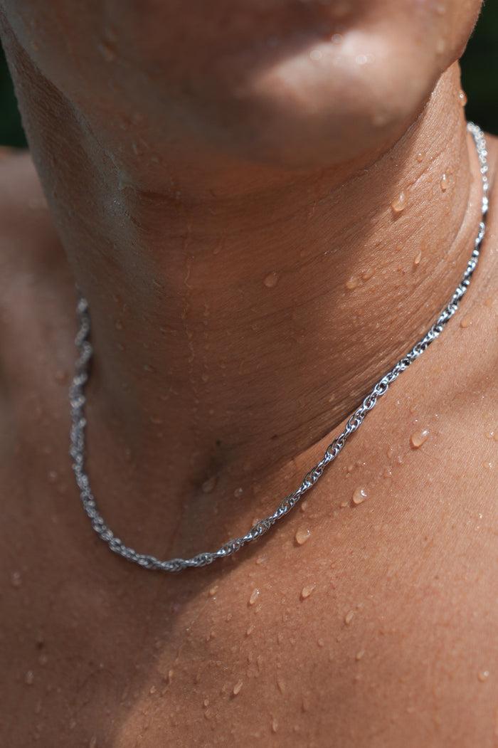 Estella Bartlett Men's Rope Chain Necklace Waterproof PVD Rhodium Plated