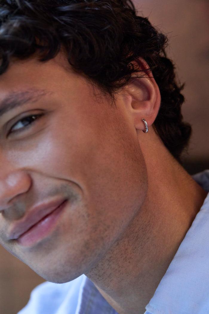 Estella Bartlett Men's Rope Huggie Hoop Waterproof PVD Rhodium Plated