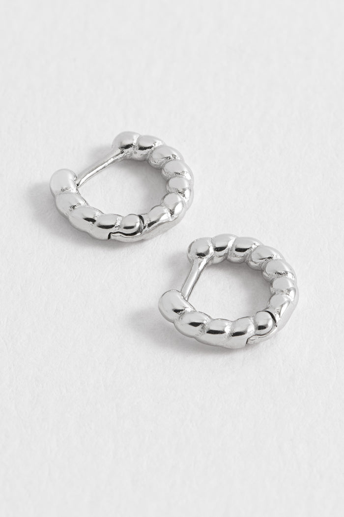 Estella Bartlett Men's Rope Huggie Hoop Waterproof PVD Rhodium Plated