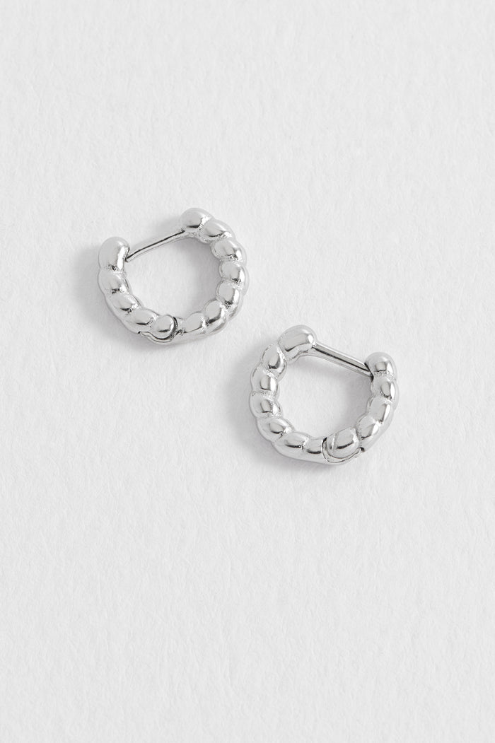 estella bartlett Men's Rope Huggie Hoop Waterproof PVD Rhodium Plated