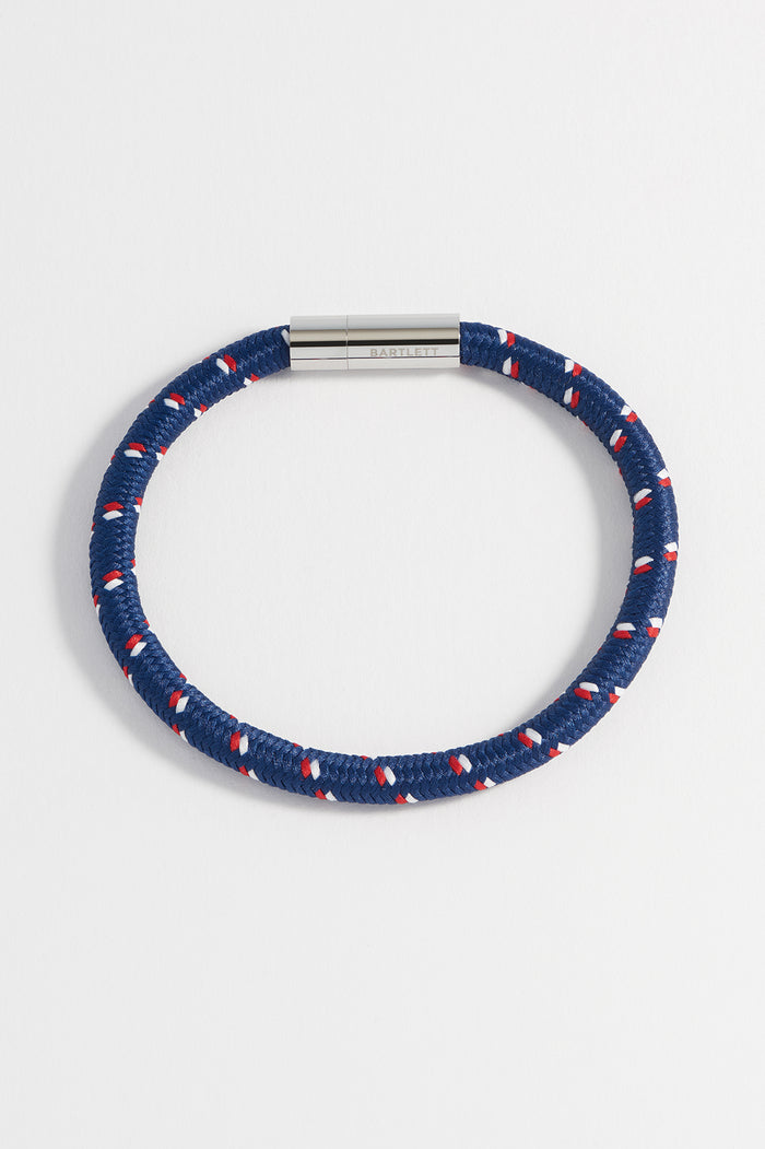 estella bartlett Men's Single Cord Bracelet Waterproof Stainless Steel | Navy and Red