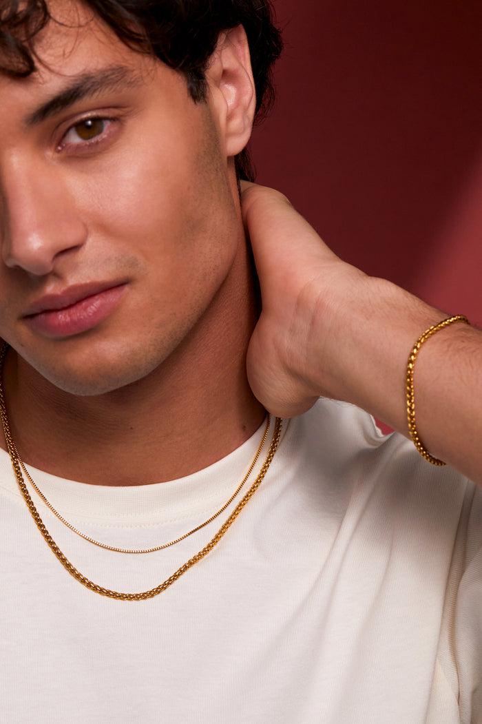 Estella Bartlett Men's Spiga Chain Necklace Waterproof PVD Gold Plated