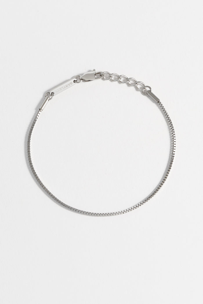 Estella Bartlett Men's Thin Box Chain Bracelet Waterproof PVD Rhodium Plated