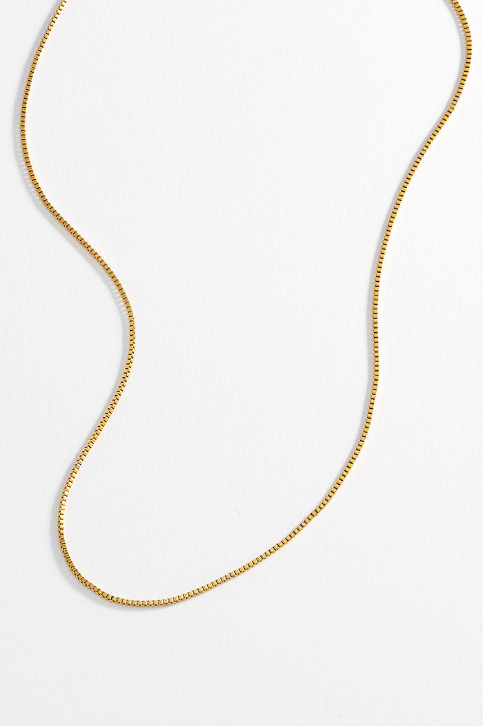 estella bartlett Men's Thin Box Chain Necklace Waterproof PVD Gold Plated