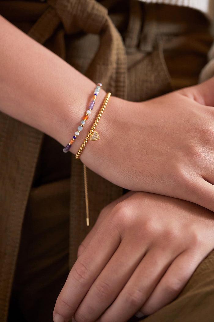 Estella Bartlett Mini Amelia Gemstone Bracelet Gold Plated | Pink Opal And Aquamarine Packaging Message: LOVE