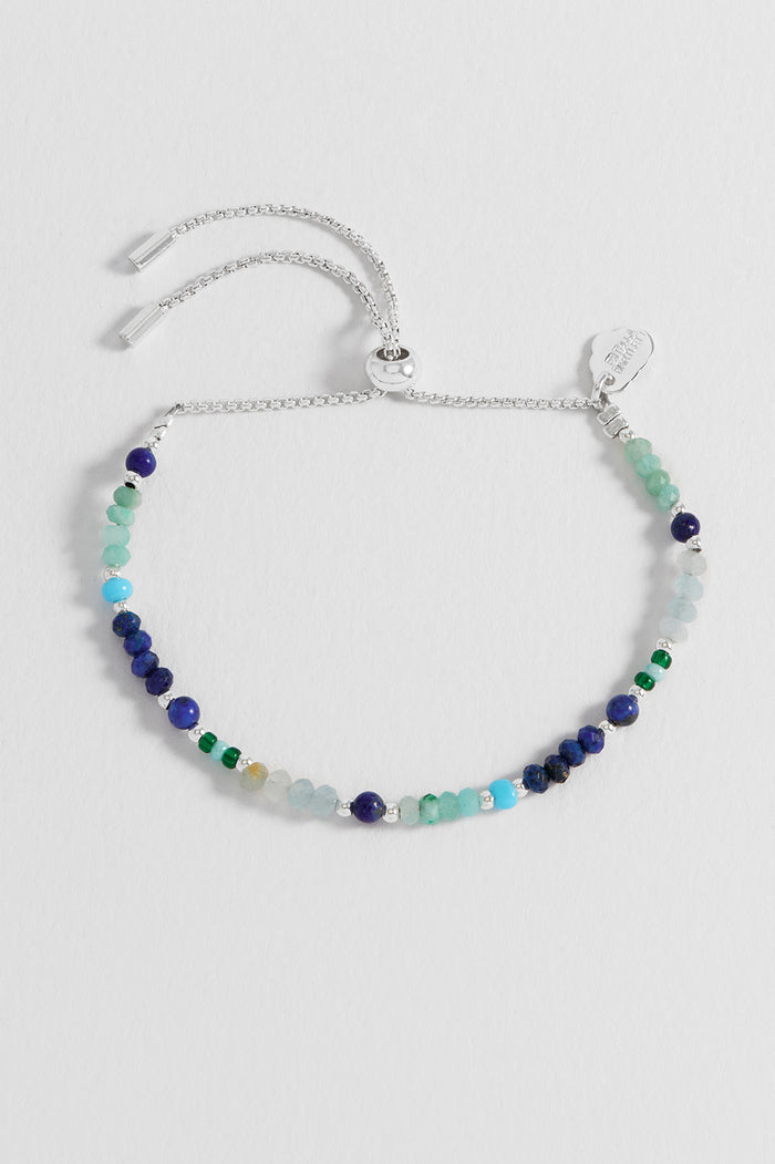 Estella Bartlett Mini Amelia Gemstone Bracelet Silver Plated | Lapis Lazuli And Aquamarine Packaging Message: WISDOM