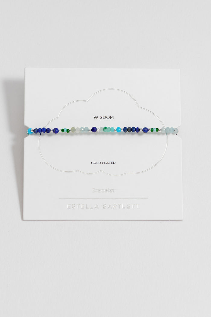 estella bartlett Mini Amelia Gemstone Bracelet Silver Plated | Lapis Lazuli and Aquamarine Packaging Message: WISDOM
