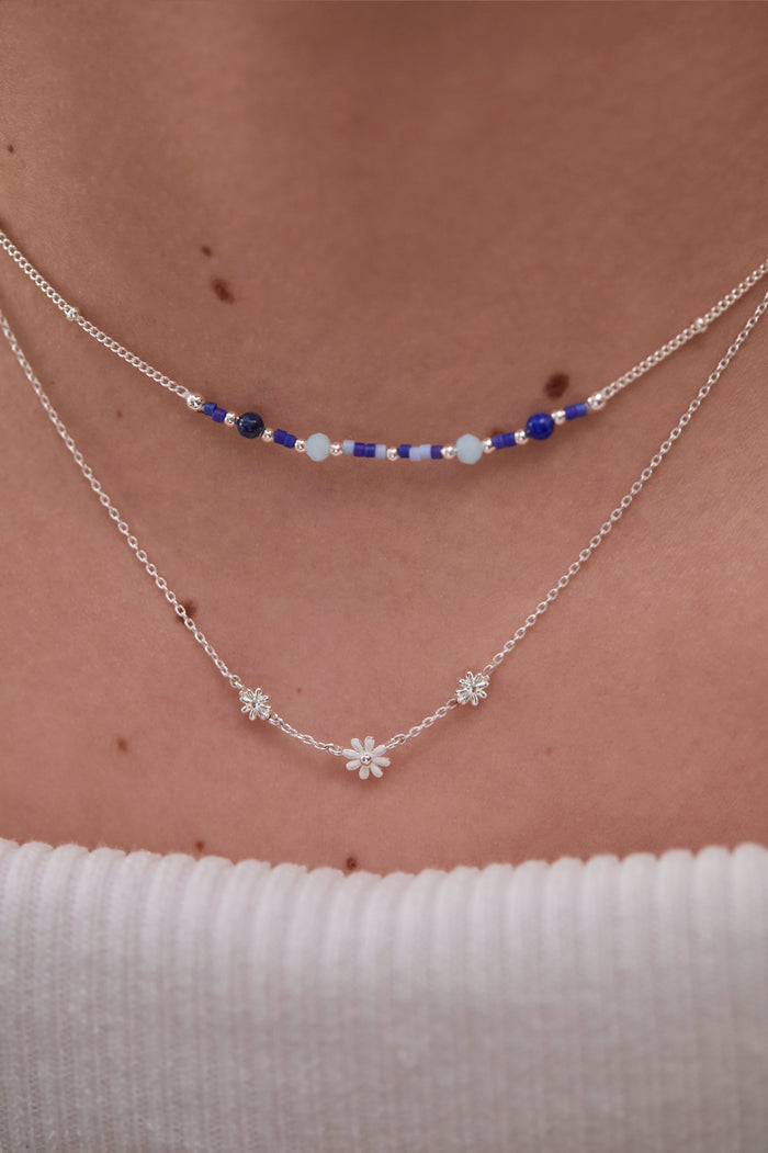 Estella Bartlett Mini Blue Beaded Chain Necklace Gold Plated Packaging Message: Strength