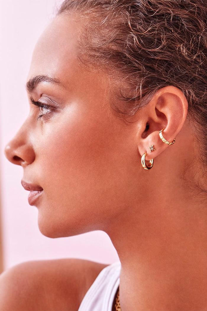 Estella Bartlett Mini Chunky Hoop Earrings Gold Plated