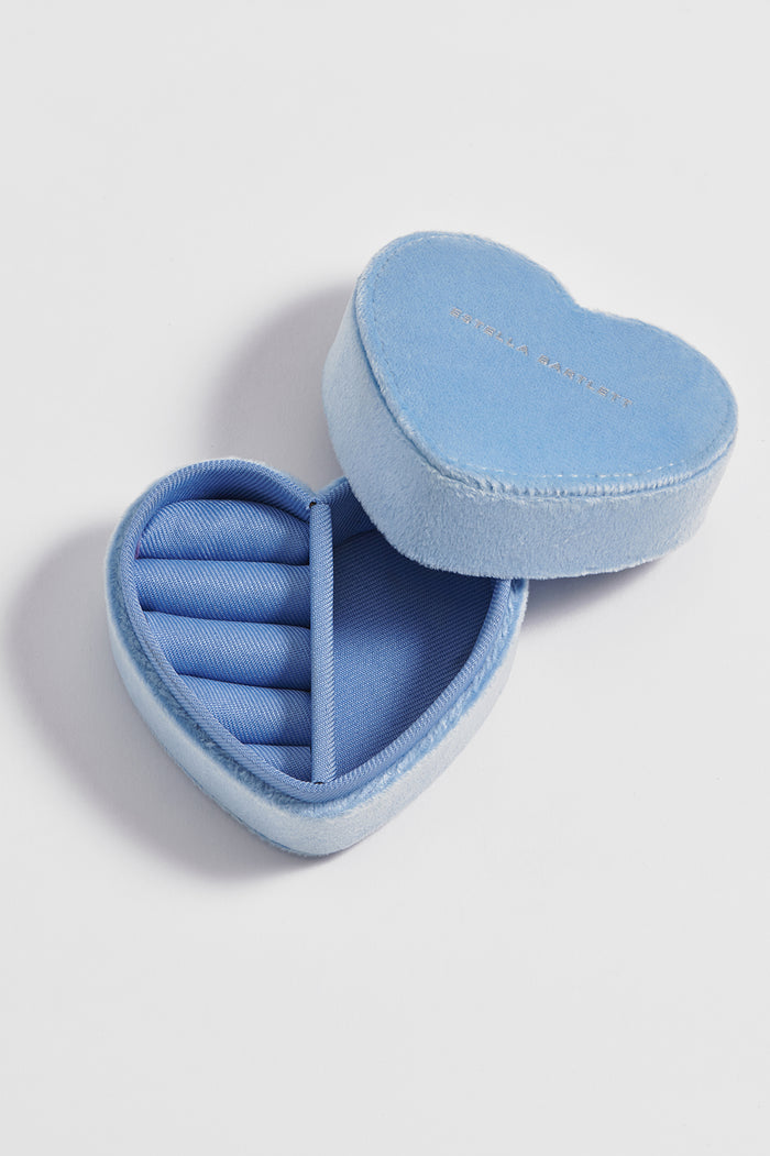 Estella Bartlett Mini Heart Jewellery Box Blue Velvet