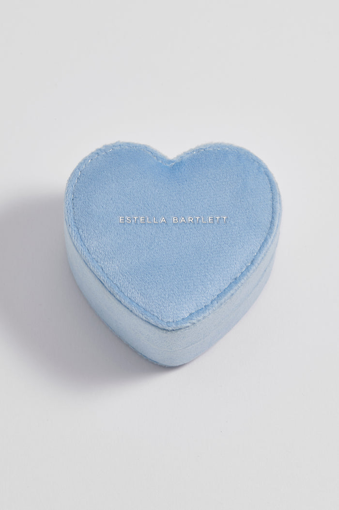estella bartlett Mini Heart Jewellery Box Blue Velvet
