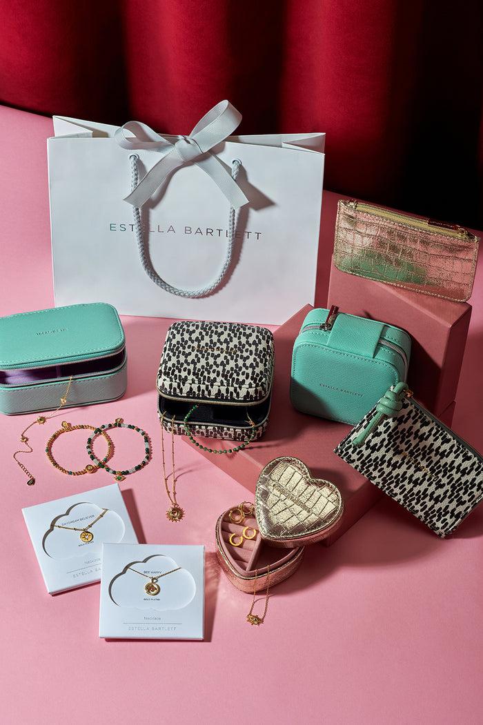 Estella Bartlett Mini Heart Jewellery Box Gold Croc Embossed