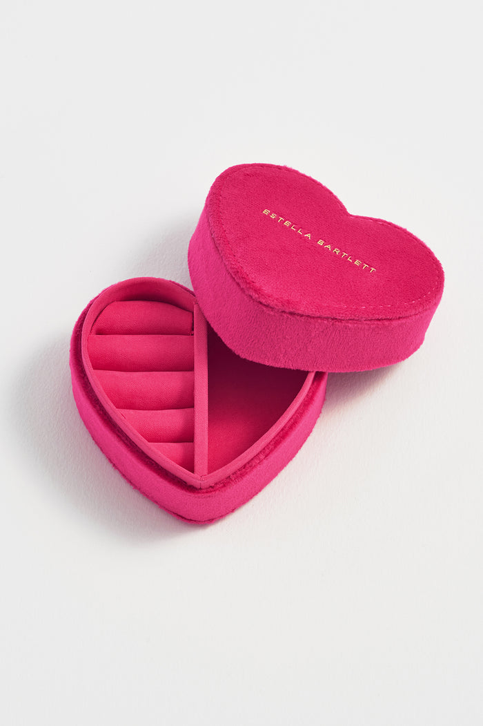 Estella Bartlett Mini Heart Jewellery Box Hot Pink Velvet