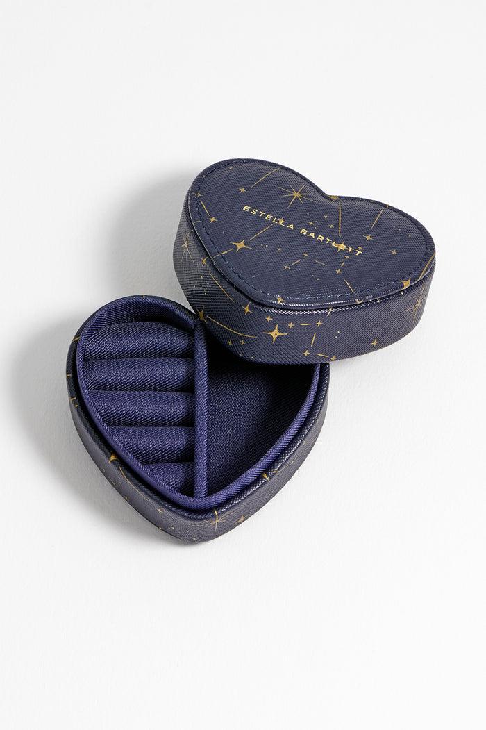 Estella Bartlett Mini Heart Jewellery Box Navy Celestial Print