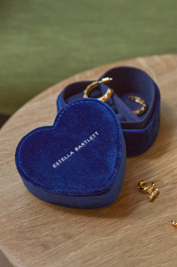 Estella Bartlett Mini Heart Jewellery Box Navy Velvet