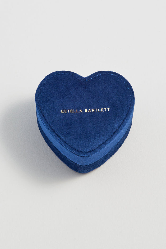estella bartlett Mini Heart Jewellery Box Navy Velvet