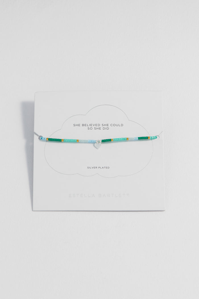 estella bartlett Mini Heart Miyuki Bracelet Gold and Silver Plated | Green Packaging Message: She Believed She Could So She Did