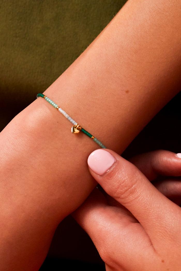 Estella Bartlett Mini Heart Miyuki Bracelet Gold Plated | Green Packaging Message: She Believed She Could So She Did