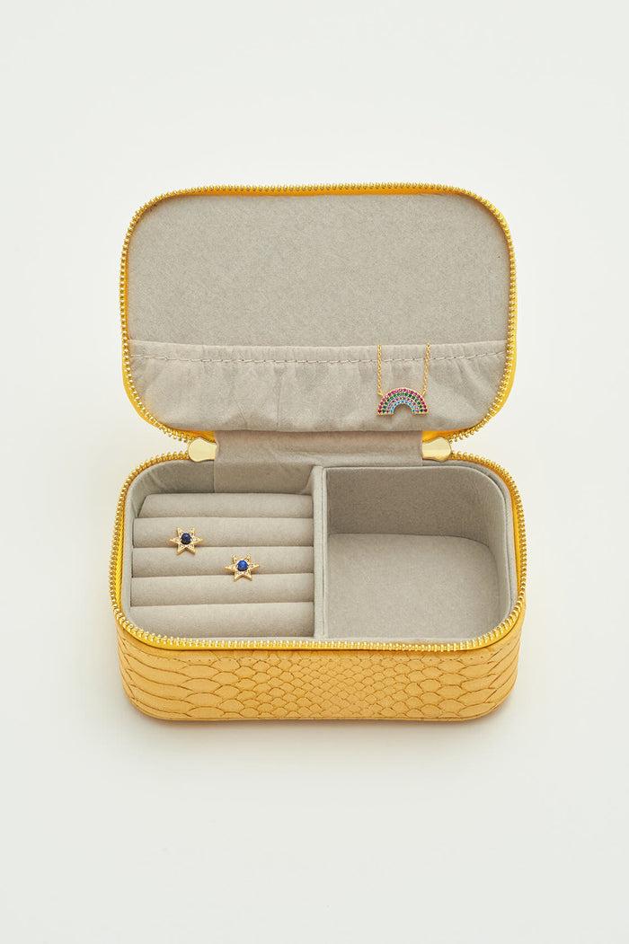 Estella Bartlett Mini Jewellery Box Mustard Snake-effect