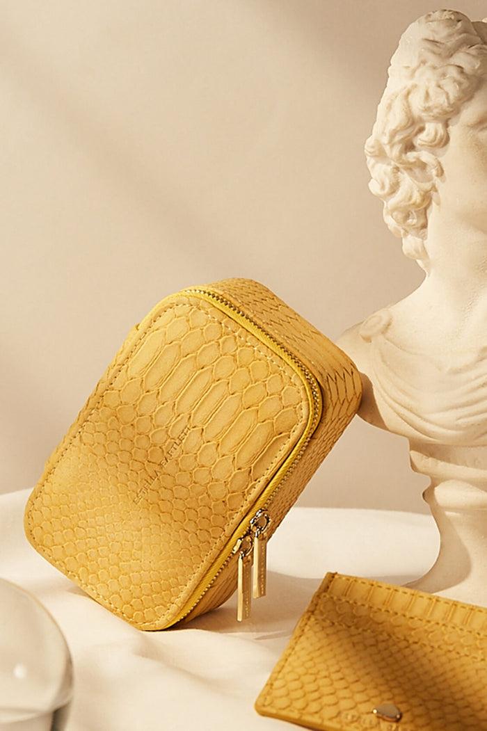 Estella Bartlett Mini Jewellery Box Mustard Snake-effect