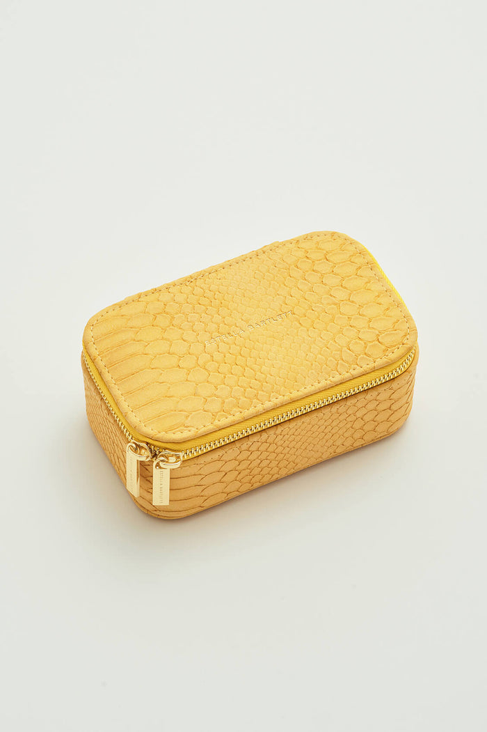 estella bartlett Mini Jewellery Box Mustard Snake-effect