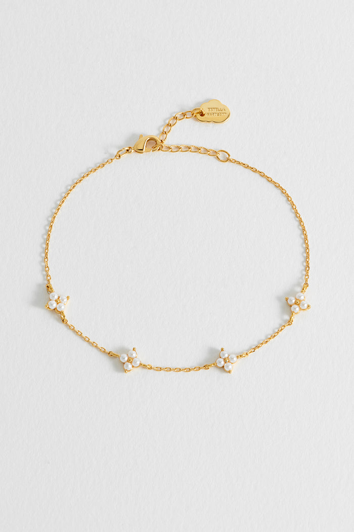 Estella Bartlett Mini Pearl Flower Bracelet Gold Plated Packaging Message: Dreamer