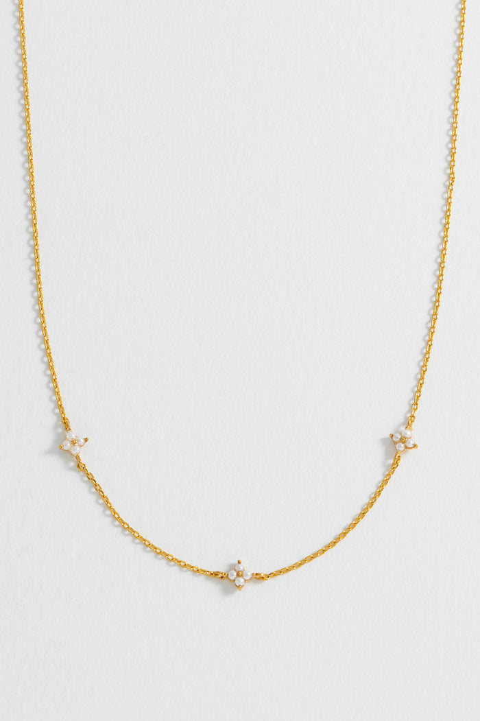 Estella Bartlett Mini Pearl Flower Necklace Gold Plated Packaging Message: Dreamer