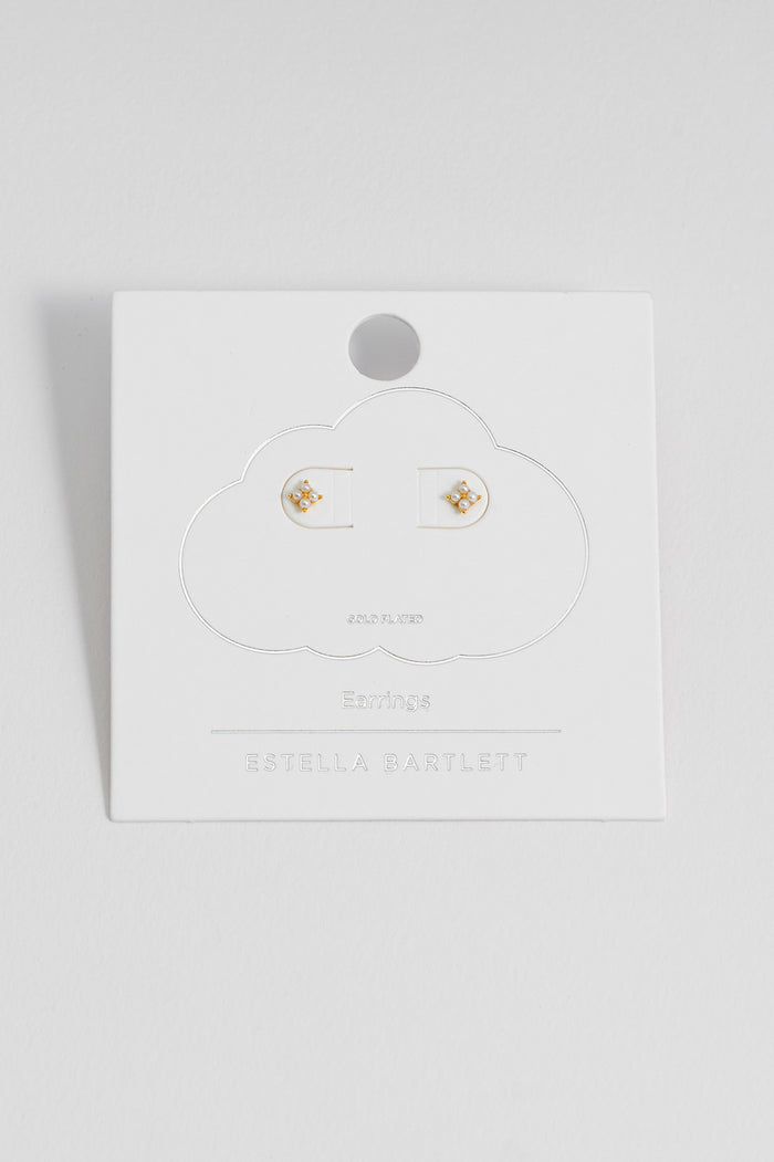 Estella Bartlett Mini Pearl Flower Studs Gold Plated | Pearl