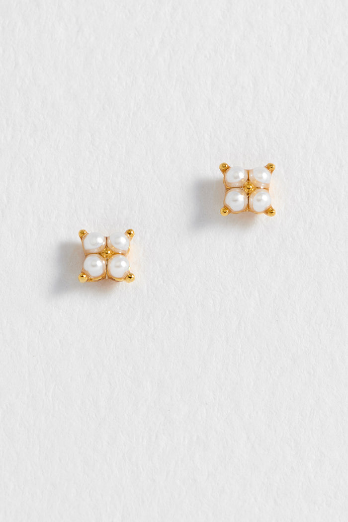 estella bartlett Mini Pearl Flower Studs Gold Plated | Pearl