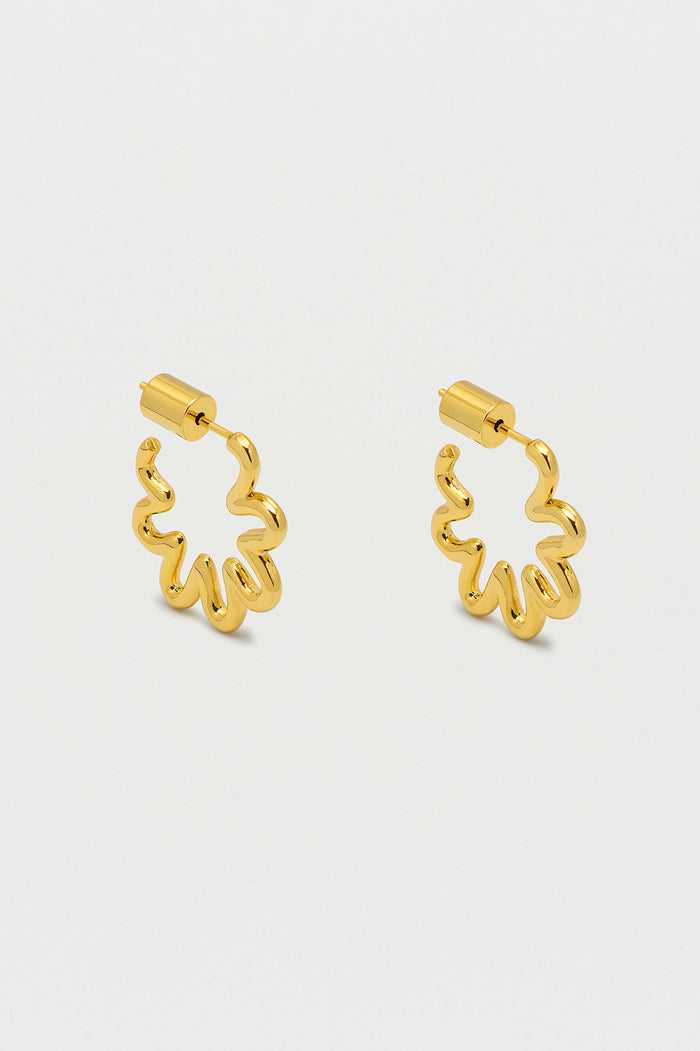 estella bartlett Mini Squiggle Flower Hoops Gold Plated