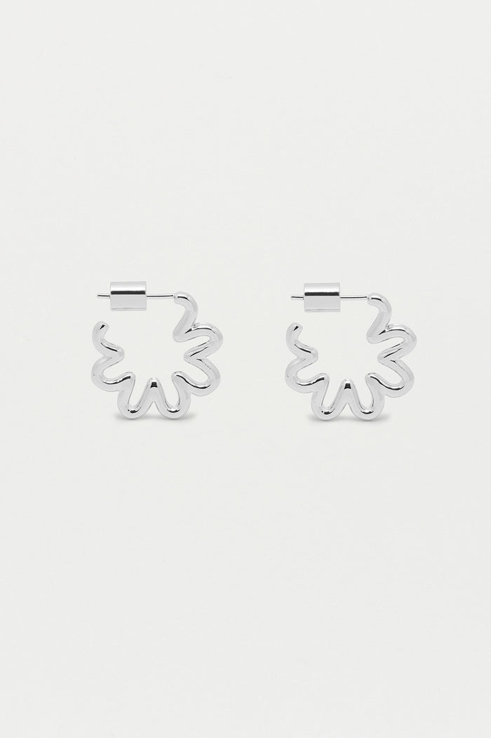 Estella Bartlett Mini Squiggle Flower Hoops Silver Plated