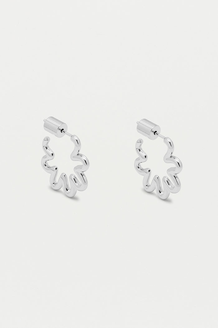 estella bartlett Mini Squiggle Flower Hoops Silver Plated