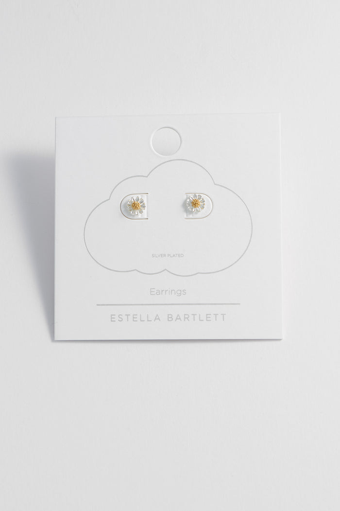 Estella Bartlett Mini Wildflower Stud Earrings Silver Plated