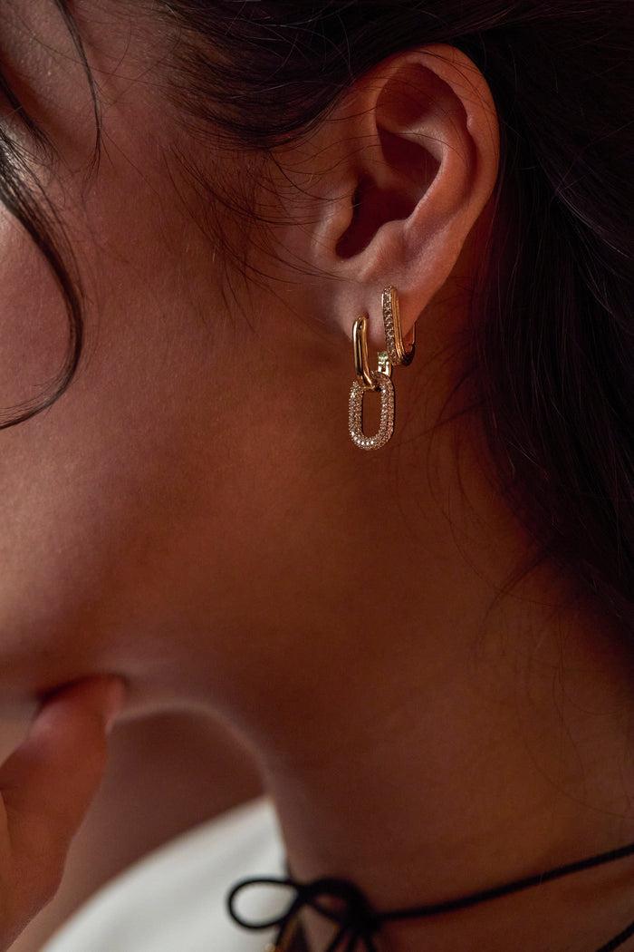 Estella Bartlett Mixed Link Hoops Gold Plated | White CZ