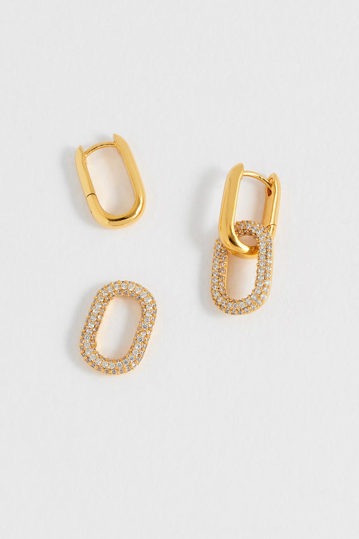 Estella Bartlett Mixed Link Hoops Gold Plated | White CZ