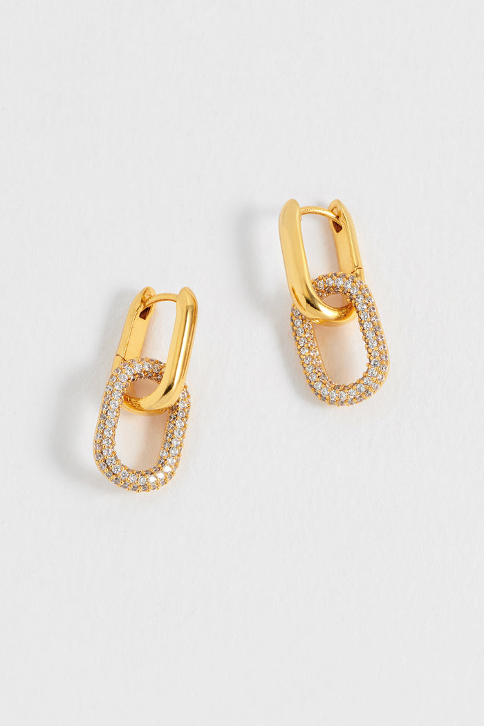 estella bartlett Mixed Link Hoops Gold Plated | White CZ