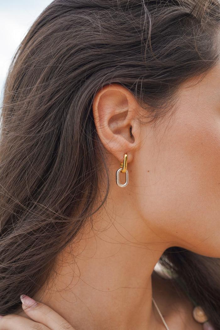 Estella Bartlett Mixed Link Hoops Waterproof PVD Gold And Silver Plated