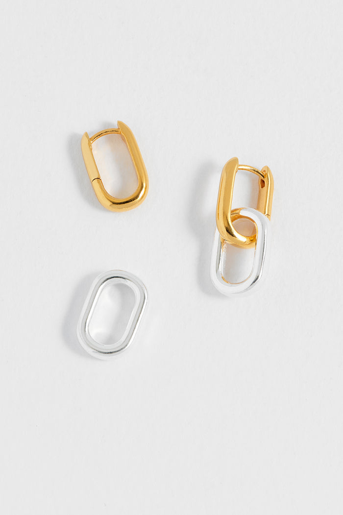Estella Bartlett Mixed Link Hoops Waterproof PVD Gold And Silver Plated