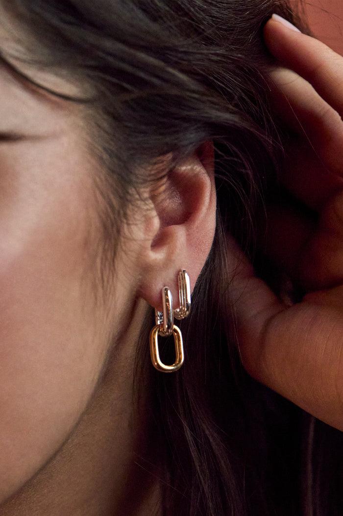 Estella Bartlett Mixed Link Hoops Waterproof PVD Gold And Silver Plated