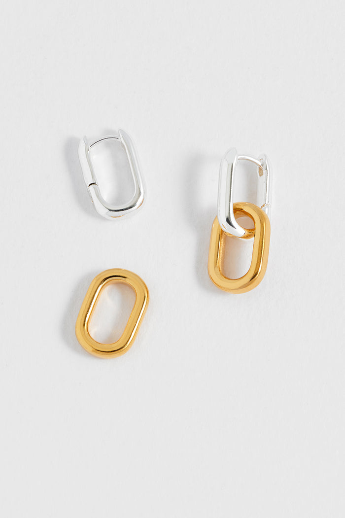 Estella Bartlett Mixed Link Hoops Waterproof PVD Gold And Silver Plated